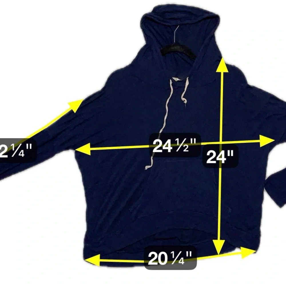 Anthropologie Navy Pullover Hoodie Slouchy Lightweight Cozy Boho Streetwear XL - Picture 8 of 11